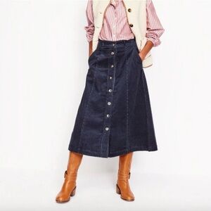 Boden Petra Cord Midi Skirt navy blue NWT US 14